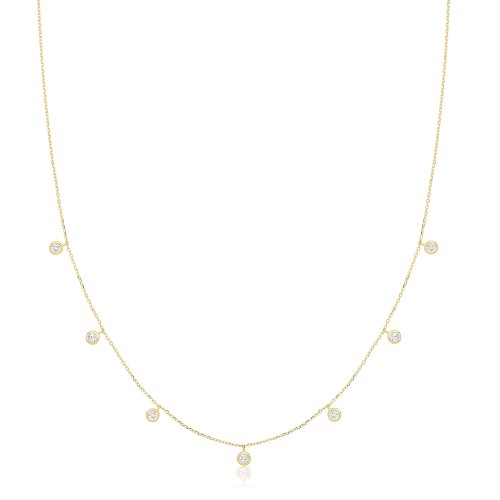 9ct Gold Hanging Cz Necklace 