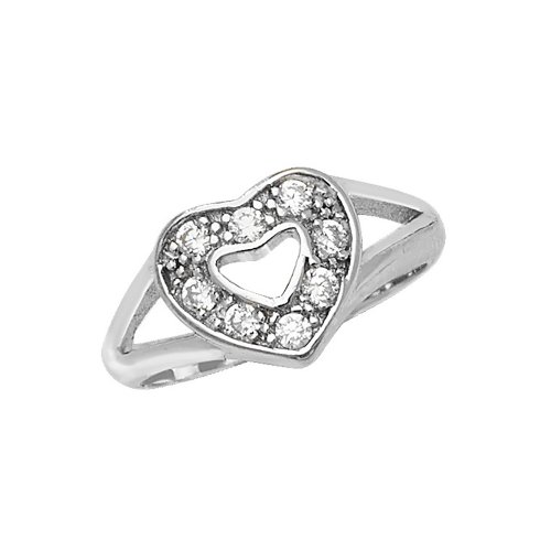 Silver Babies' Heart Cz Ring 