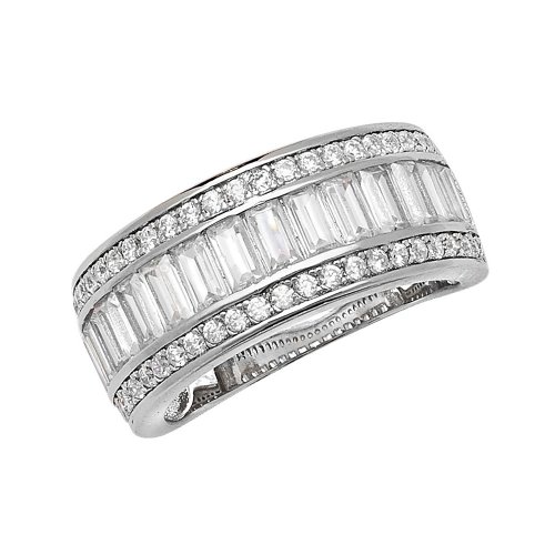 Silver Cz Triple Row Ring 