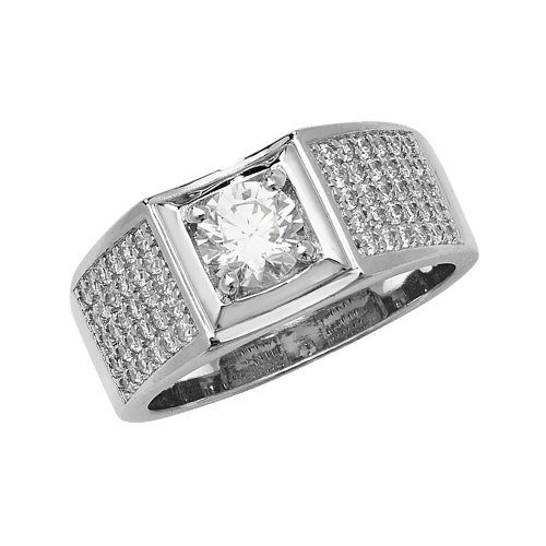 Silver Gents' Solitaire Cz Ring 