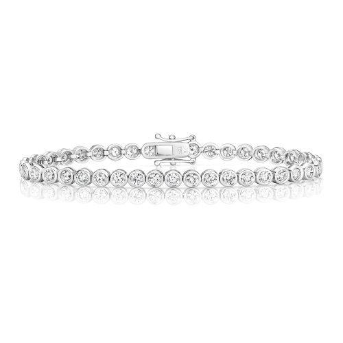 Diamond Rubover Tennis Bracelet In 18ct White Gold 