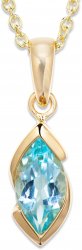 Unique Silver and Gold Plaed Necklace with Blue Topaz Drop