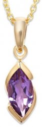 Unique Silver and Gold Plated Necklace with Amethyst Drop