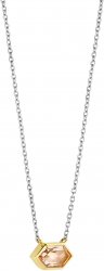 Silver and Gold Plated Peach Cubic Zirconia Necklace 34041NU