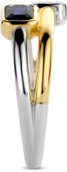 TI SENTO Gold and Silver Double Ring Blue and White Zirconia Ring12275BY